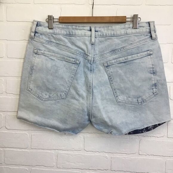 Denim jeans mini shorts Old Navy stretch high rise  waisted bleached size 14 - Picture 2 of 10